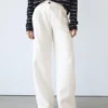 Pantalones elásticos de pierna ancha 100 % lino Pantalones elásticos de pierna ancha 100 % lino