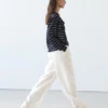 Pantalones elásticos de pierna ancha 100 % lino Pantalones elásticos de pierna ancha 100 % lino