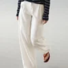 Pantalones elásticos de pierna ancha 100 % lino Pantalones elásticos de pierna ancha 100 % lino