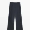 Pantalones plisados de mezcla de lana Pantalones plisados de mezcla de lana