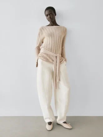 Pantalones sarouel de mezcla de lino