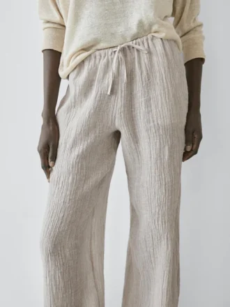 Pantalones sarouel de punto waffle 100 % lino