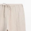 Pantalones sarouel de punto waffle 100 % lino Pantalones sarouel de punto waffle 100 % lino
