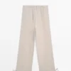 Pantalones sarouel de punto waffle 100 % lino Pantalones sarouel de punto waffle 100 % lino