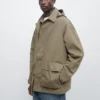 Parka de mezcla de algodón con bolsillos Parka de mezcla de algodón con bolsillos