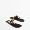 Sandalias de piel serraje con tachuelas Sandalias de piel serraje con tachuelas