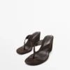 Sandalias de tacón alto con cuña de piel serraje Sandalias de tacón alto con cuña de piel serraje