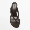 Sandalias de tacón alto con cuña de piel serraje Sandalias de tacón alto con cuña de piel serraje
