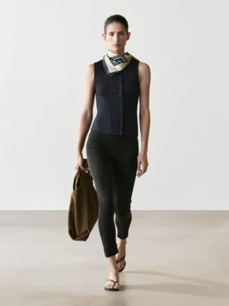 Top de mezcla de algodón con detalle de tapeta Top de mezcla de algodón con detalle de tapeta