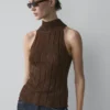 Top halter de mezcla de algodón Top halter de mezcla de algodón