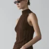 Top halter de mezcla de algodón Top halter de mezcla de algodón