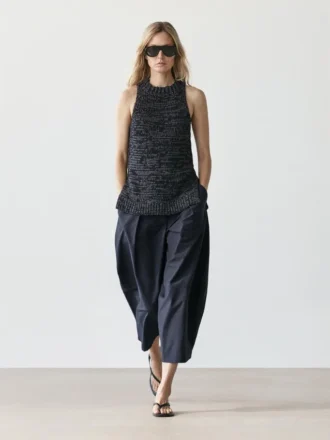 Top halter de punto moteado Top halter de punto moteado