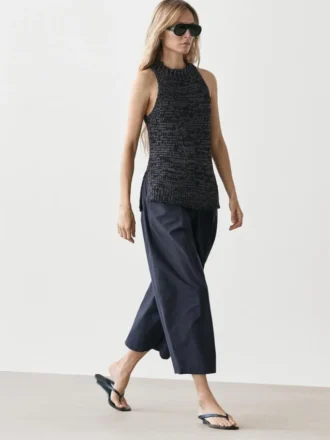 Top halter de punto moteado Top halter de punto moteado