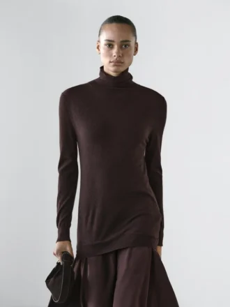 Vestido de punto de mezcla de lana con detalles en contraste