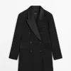 Vestido estilo blazer con detalles de satén Vestido estilo blazer con detalles de satén