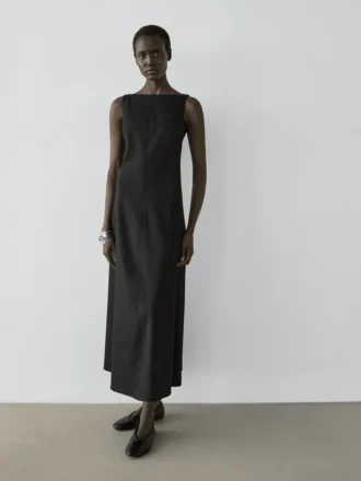 Vestido largo y fluido de mezcla de lino