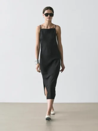 Vestido midi 100 % lino