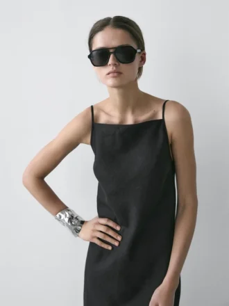 Vestido midi 100 % lino
