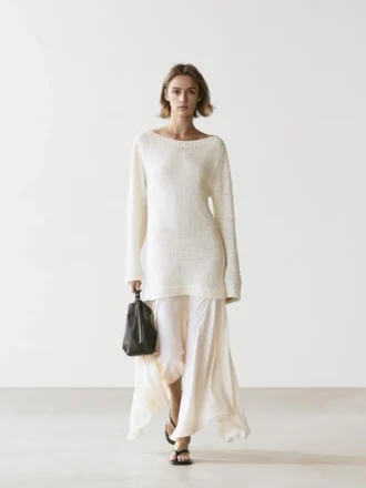 Vestido midi asimétrico combinado