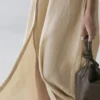 Vestido midi con cuello de polos de mezcla de lino Vestido midi con cuello de polos de mezcla de lino