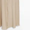Vestido midi con cuello de polos de mezcla de lino Vestido midi con cuello de polos de mezcla de lino