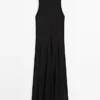 Vestido midi con cuello halter y detalle de lazo Vestido midi con cuello halter y detalle de lazo