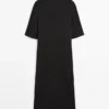 Vestido midi con detalle en las mangas Vestido midi con detalle en las mangas