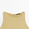 Vestido midi de lino con cuello halter Vestido midi de lino con cuello halter