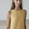 Vestido midi de lino con cuello halter Vestido midi de lino con cuello halter