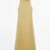 Vestido midi de lino con cuello halter Vestido midi de lino con cuello halter