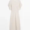 Vestido midi de lino ligero de manga corta Vestido midi de lino ligero de manga corta