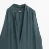 Vestido midi de mezcla de lino con escote en V Vestido midi de mezcla de lino con escote en V