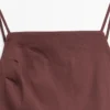 Vestido midi de mezcla de lino elástico con tirantes Vestido midi de mezcla de lino elástico con tirantes