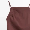 Vestido midi de mezcla de lino elástico con tirantes Vestido midi de mezcla de lino elástico con tirantes