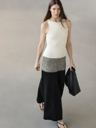 Vestido midi de punto en contraste 100 % algodón