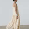 Vestido midi fluido con detalle plisado Vestido midi fluido con detalle plisado