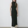 Vestido midi plisado con volantes Vestido midi plisado con volantes