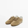 Zapatillas de piel serraje con detalles de piezas Zapatillas de piel serraje con detalles de piezas