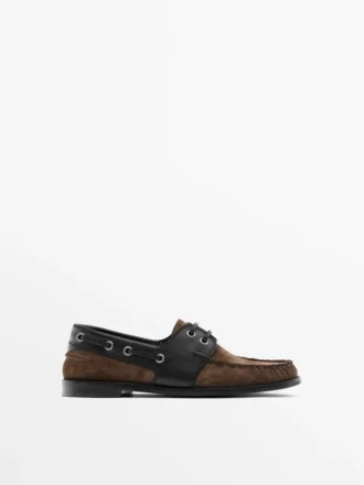 Zapatos náuticos de cuero en contraste