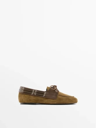 Zapatos náuticos de cuero en contraste