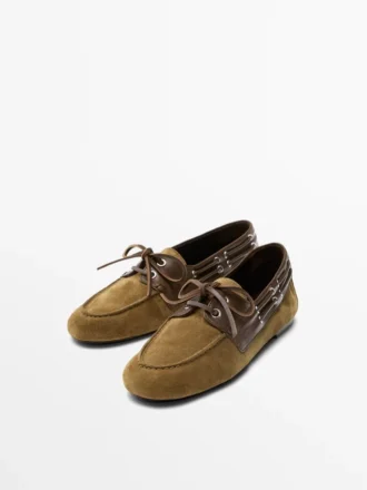 Zapatos náuticos de cuero en contraste